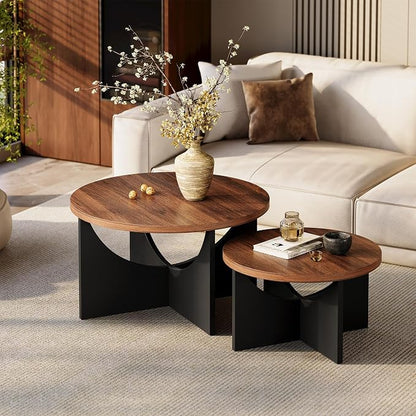 LIKIMIO Nesting Coffee Tables Set of 2, 31.5" Round Side Tables - Image 8