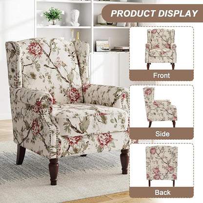 Pia Ricco High Back Floral Accent Chair - Image 3