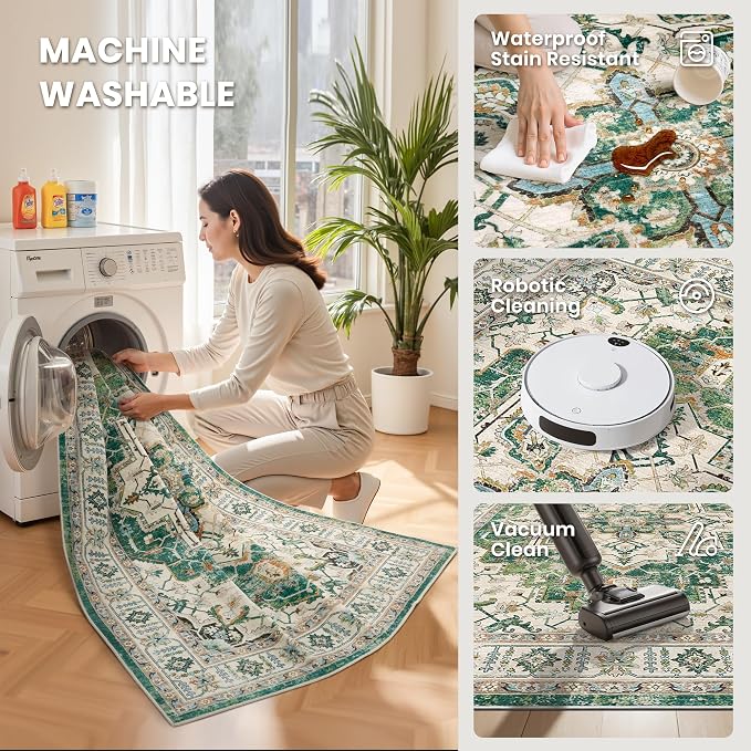 8x10 Area Rugs for Living Room, Large Washable Rug, Dining Room, Low Pile - Image 5