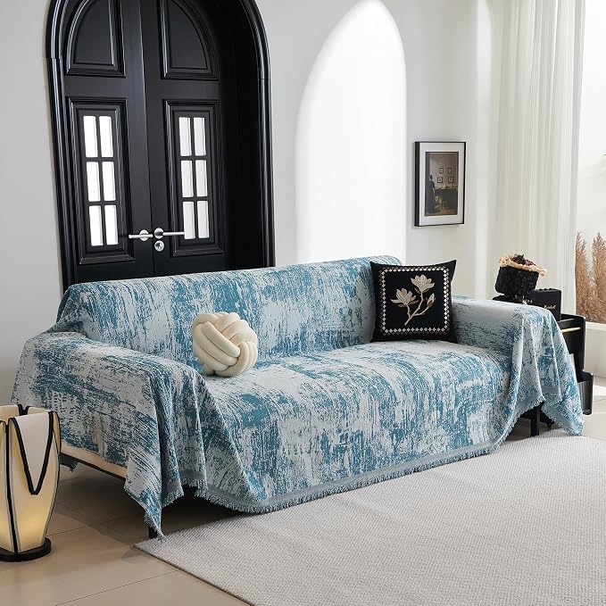 MYSKY HOME Sectional Couch Cover Sage Abstract Geometric Sofa Covers - Image 2