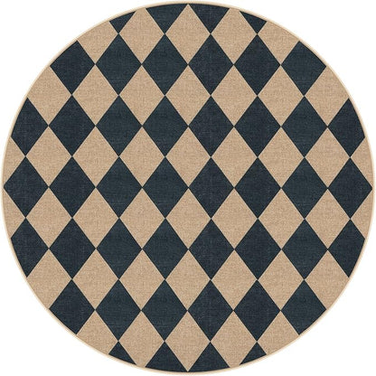 Lahome Checkered Easy Jute 6ft Round Outdoor Patio Area Rug, Washable Black | - Image 9
