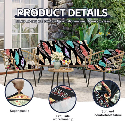 8Pcs Patio Cushion Covers, Outdoor Stretch Cushion Covers, Washable | Stretch - Image 3