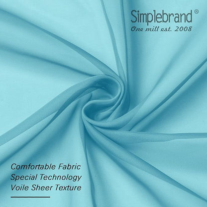 Simplebrand Turquoise Sheer Curtains 63 Inch Length 2 Panels, Rod Pocket Solid - Image 6