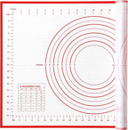 Yansumi silicone pastry non stick baking mat with measurement fondant mat with three sizes for silicone baking mat, counter mat, dough rolling mat,fondant/pie crust mat. (L,24"L x 16"W,Red)