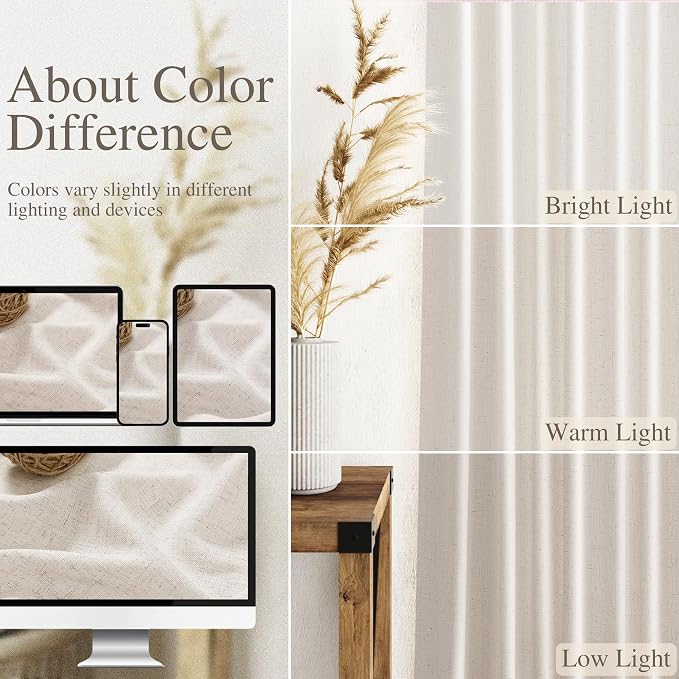 Beige Linen Curtains 96 Inches Long - Image 4