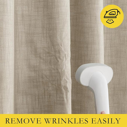 NICETOWN Taupe 100% Blackout Linen Curtains 84 inch Long Burg, Farmhouse Thick - Image 7