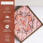 Maison d' Hermine Pot Holders Set 100% Cotton Heat Resistant Potholders 8" x 8" Hot Pads with Loop BBQ, Cooking, Baking, Grilling, Kitchen, Handling Hot Pans (Pack of 2, Damask)