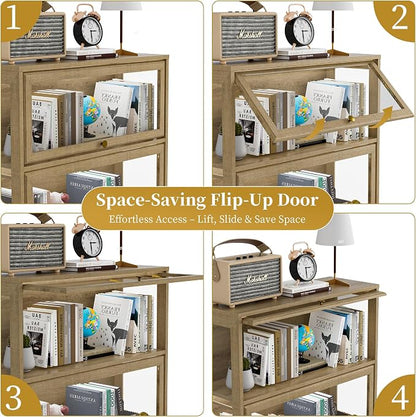 Display Cabinet with Acrylic Glass Doors, 4-Tiers Curio Cabinet with LED - Image 5