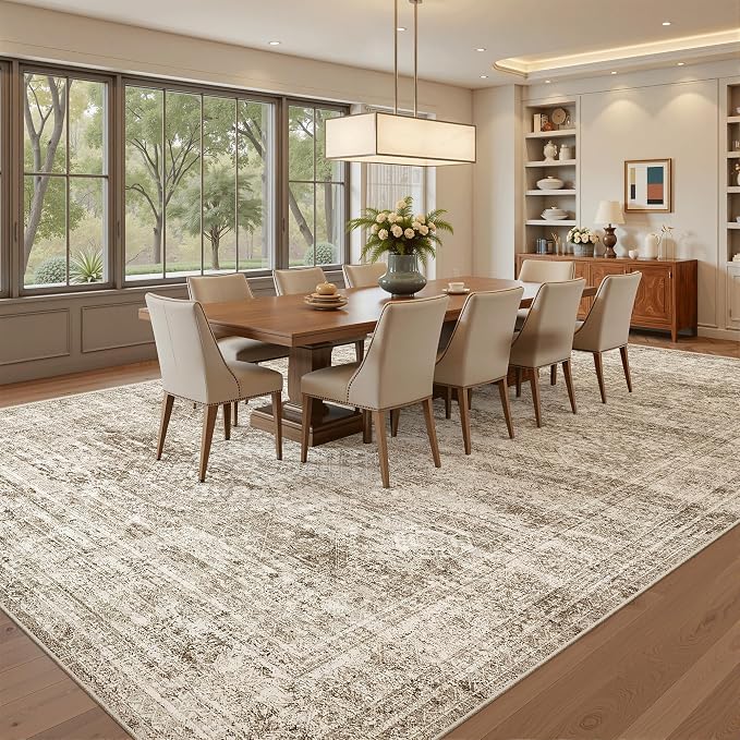 Soalmost Washable Area Rug 8x12 Large Soft Brown Rugs - Image 3