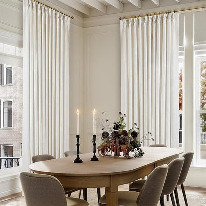 Natural Pinch Pleated Linen Curtain Panels 96 Inches Long 70 Wide | Extra Wide - Image 7