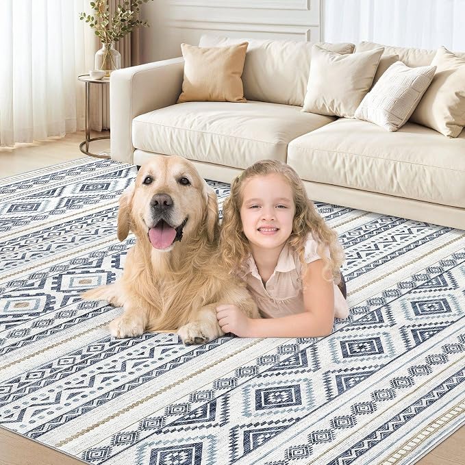 cotiled Boho 5x8 Area Rugs for Living Room: Soft Moroccan Washable Rug | Solve - Image 8