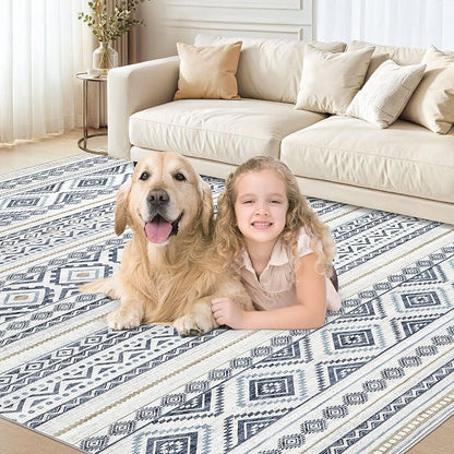 cotiled Boho 5x8 Area Rugs for Living Room: Soft Moroccan Washable Rug | Solve - Image 8