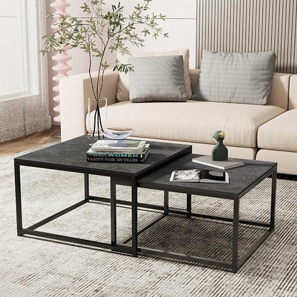 Wisfor Nesting Tables Set of 2, Nesting Black Coffee Table Set - Image 9