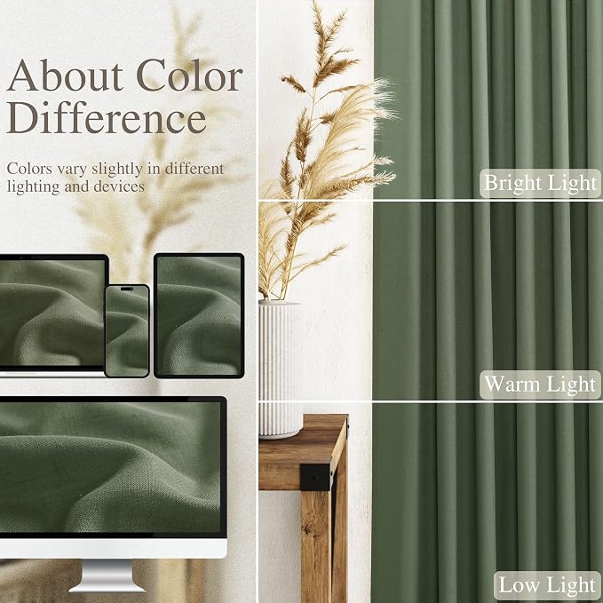 Extended Curtain Olive Green Linen Sheer Curtains - Image 3