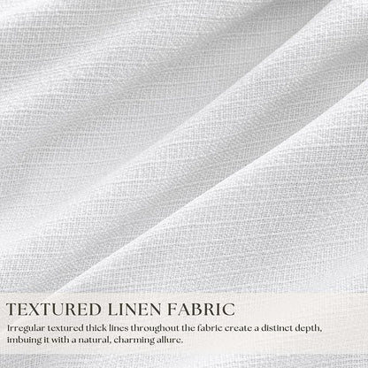 Snow White Pleated Linen 100% Blackout Curtains 108 Inches Long | Pinch Pleat - Image 3