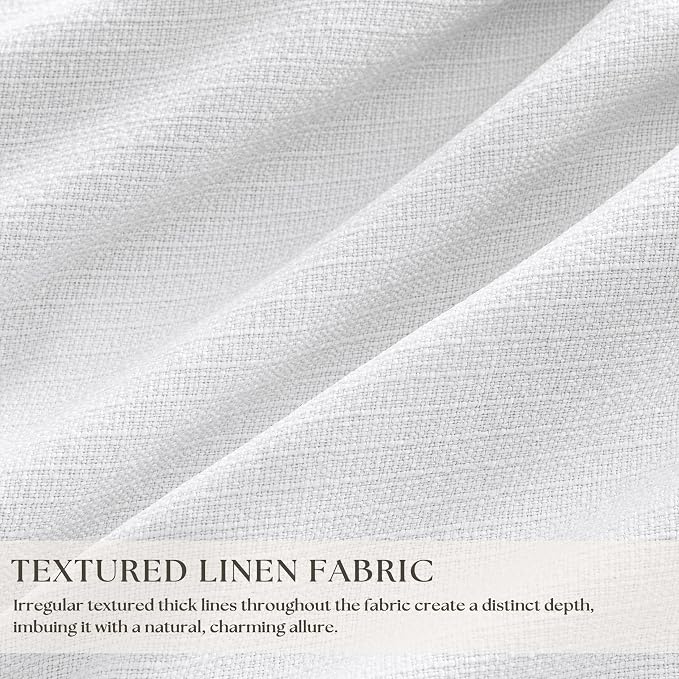 Snow White Pleated Linen 100% Blackout Curtains 84 Inches Long | Pinch Pleat - Image 3