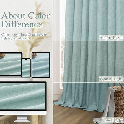 100% Blackout Linen Curtains 102 Inch Length 2 Panels Set - Image 7