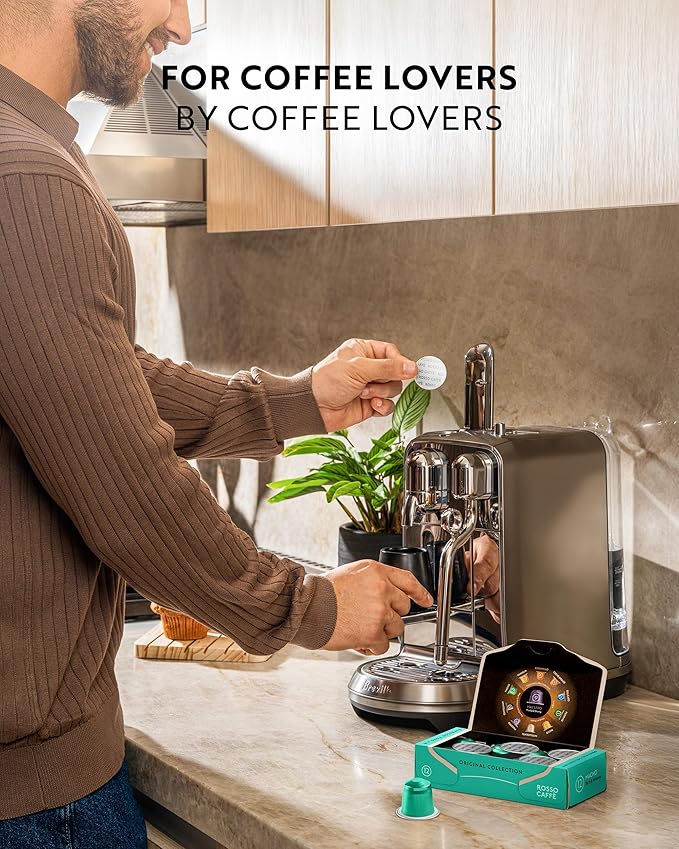 ROSSO CAFFÈ 120 Espresso Coffee Pods for Nespresso Original Machines - Value Intense Pack of Rich and Bold Capsules, 3 Premium Dark Roasts Flavors (Intensity 9-12)