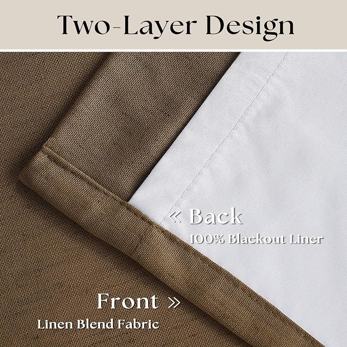 Dutch Cocoa Blackout Pinch Pleat Linen Curtains 105 Inches Long - Image 4