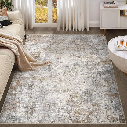 UERMEI 4x6 Area Rug Living Room Rugs Washable Neutral Brown Grey Carpet | - Image 7