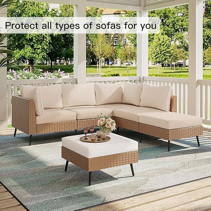 14PCS Patio Cushion Covers, Patio Furniture Couch Seat Slipcovers | Washable - Image 4
