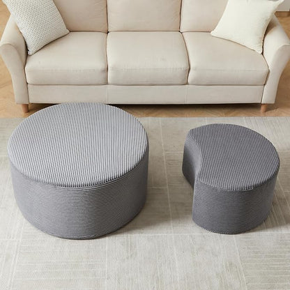 49.7'' Foam Round Nesting Coffee Table Set of 2, Modern Upholstered Side End - Image 3