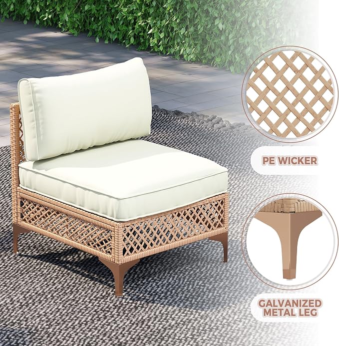 7-Piece Generous Patio Furniture Set, Wicker Outdoor Sectional Set - Image 8
