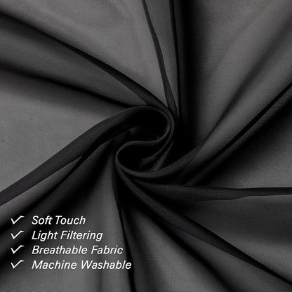 36 Inch Black Curtains Sheer Tiers - Image 4