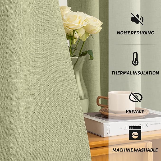 Yakamok Sage Linen Textured Curtains 63 Inches Long - Image 5