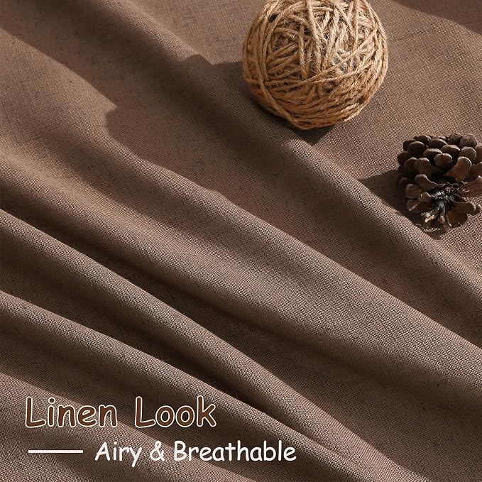 Extra Long Caramel Brown Linen Curtains 2 Panels 102 Inches Long - Image 5