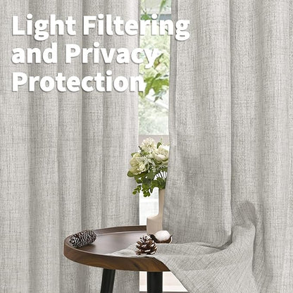 YoungsTex Light Grey Linen Curtains 84 Inch Length - Image 3