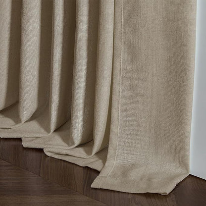 Grey Beige Pinch Pleat Linen Kitchen Curtains 45 Inches Long 2 Panels | - Image 6