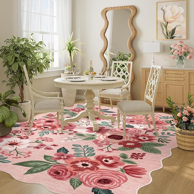 DUKINO 4x6 Area Rug, Non Slip Floral Washable Rug - Image 7