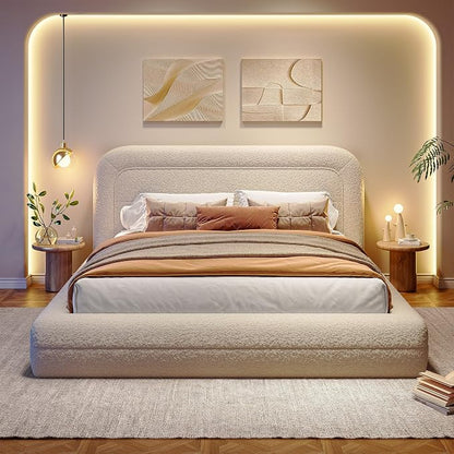Homkdom Cloud Bed Frame with Headboard, Upholstered Soft Queen Bed Frame with - Image 5