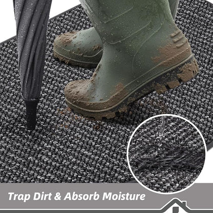 BEQHAUSE Dirt Trapper Door Mat 24" x 36" Half Circle Non Slip, Charcoal | - Image 3