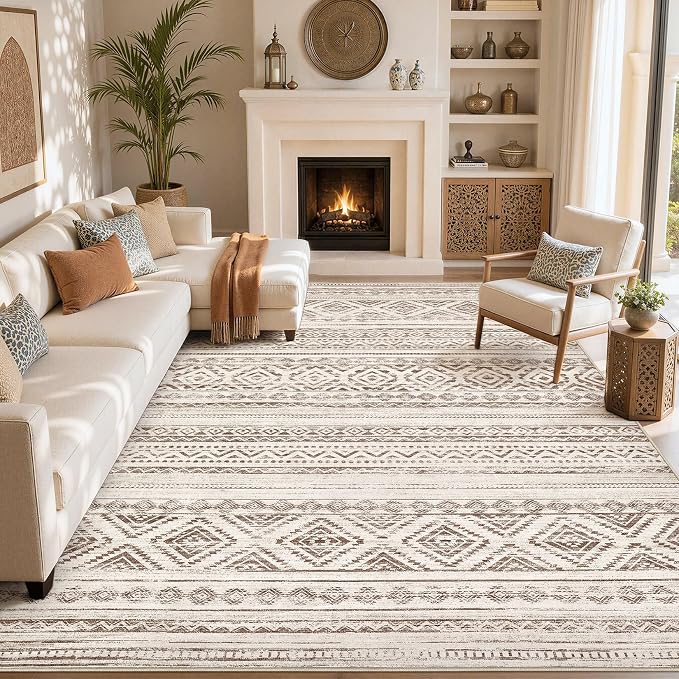 cotiled Boho 10x12 Area Rug for Living Room: Large Moroccan Washable Rug | by COTILED