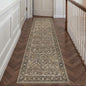 2x10 Brown Vintage Floral Washable Runner Rug by HUGEAR
