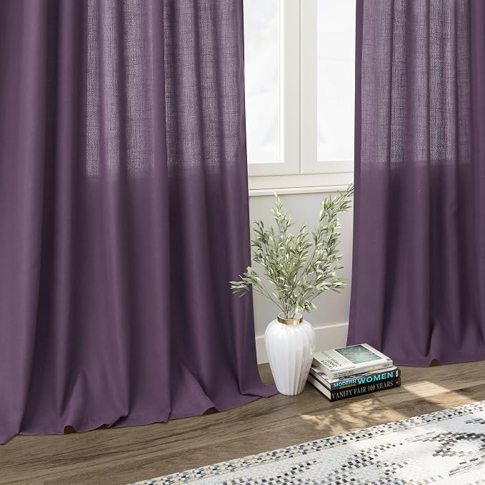 Plum Linen Curtains 108 Inches Long - Image 6