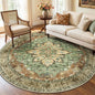 RELEANY Washable Area Rug, Round 6ft, Brick/Brown/Green | Non-Slip, Water by RELEANY