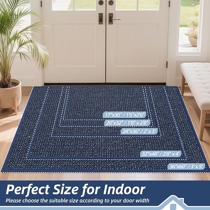 BEQHAUSE Dirt Trapper Door Mat 20" x 32", Non-Slip Washable Doormats, Low - Image 2