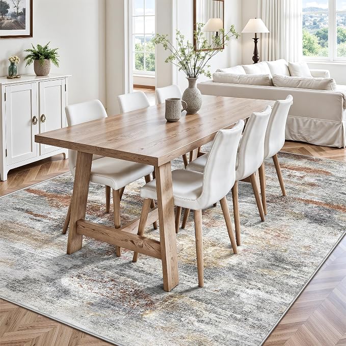 5x7 Area Rugs, Abstract Morden Soft Washable Rug, Non-Slip Low Pile Rugs - Image 4