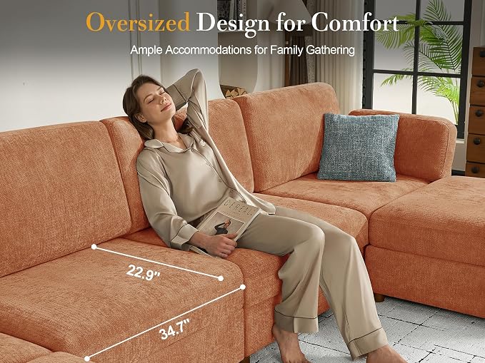 Oversized Modular Sectional Sleeper Couch, Solid Wood Frame, Removable Washable - Image 6