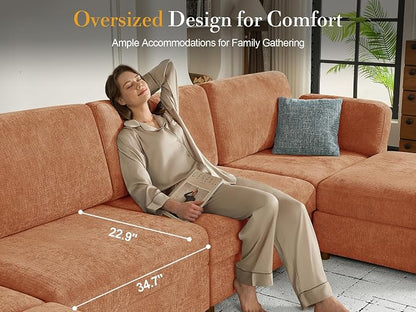 Oversized Modular Sectional Sleeper Couch, Solid Wood Frame, Removable Washable - Image 6