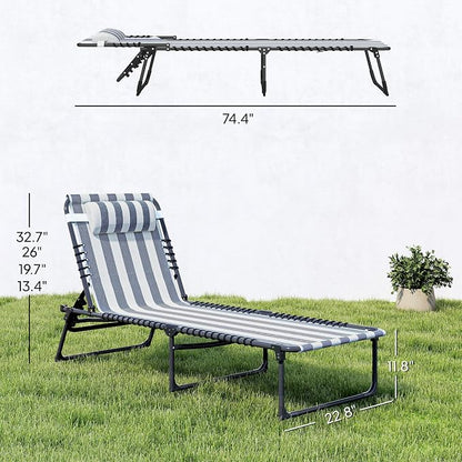 Outsunny Folding Chaise Lounge Chair Set of 2, Patio Sun Tanning Chair - Image 3