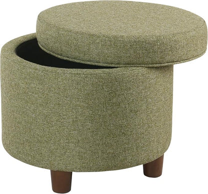 Homepop Home Decor | Upholstered Round Storage Ottoman | Ottoman by HomePop