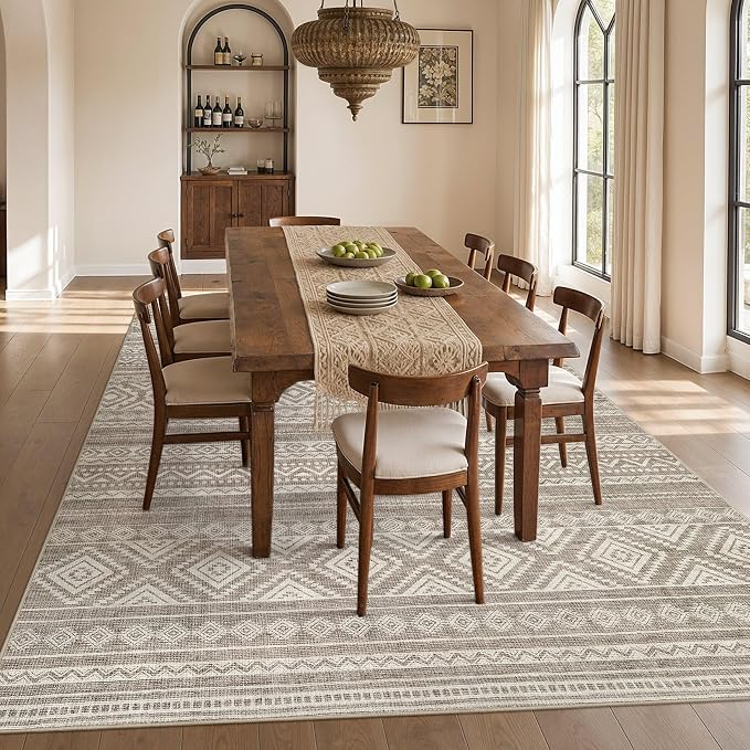 cotiled 10x13 Area Rugs Washable Boho Living Room Rug Coffee Brown | Solve - Image 6