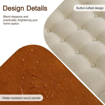 WUTUTUEE 24" Fabric Square Storage Ottoman - Image 4