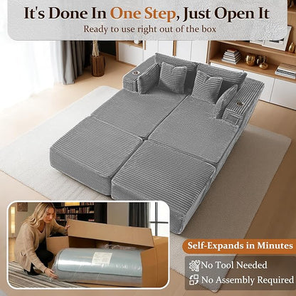 72" Cloud Sectional Couch, Comfort Sleep Sofa - Image 3