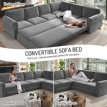 118" L-Shaped Sleeper Couch Bed - Image 3