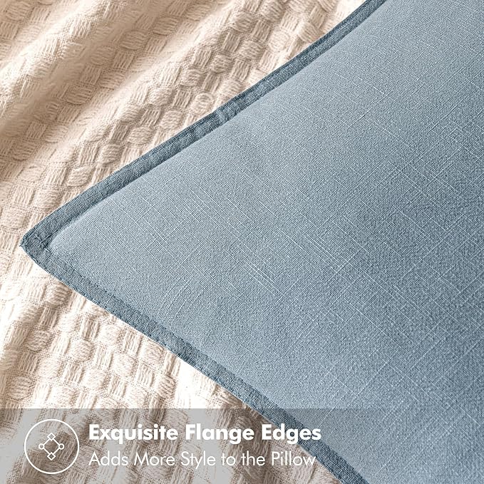 MIULEE Decorative Linen Euro Sham Pillow Covers 28x28 Inch Blue Grey | Boho - Image 2